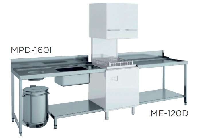 Mesa de prelavado entrada izquierda dim.1200x750x850h mm sin estante MPS-120I