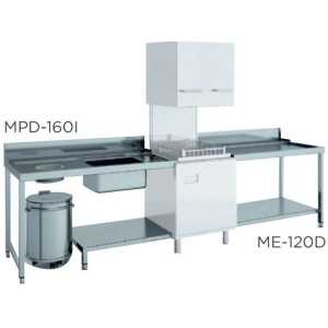 Mesa de prelavado entrada derecha dim.1200x750x850h sin estante con aro desbarazado mm MPDS-120D