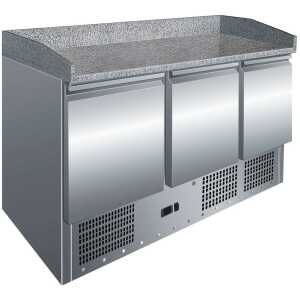 Mesa GN1/1 3 Puertas Preparación Pizzas con Encimera de Granito de 1365 x700 x1050h mm PEKIN S903PZ