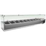 Vitrina 8 cubetas GN1/4 con Cúpula de Vídrio de 1800 x335 x440h mm PEKIN VRX1800330FG