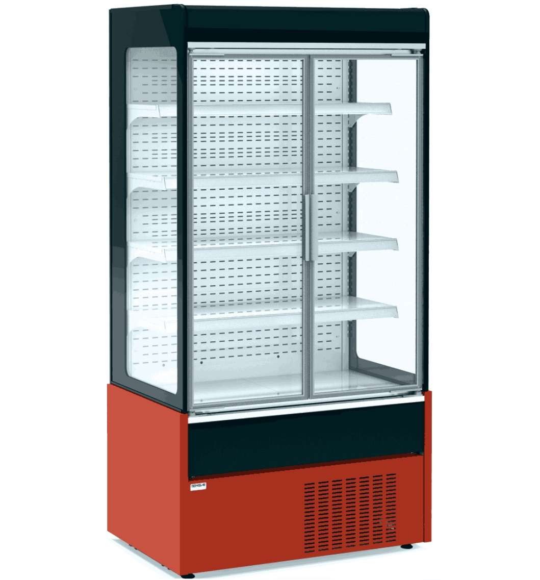 Mural Refrigerado Expositor con Puertas de Cristal 4 Estantes Fondo 700 de 1530 x700 x1990h mm AVEIRO MAE150PV-R color ROJO