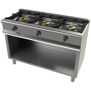 Cocina a gas con mueble de 3 fuegos 8+8+8 Kw SerIe 550 JUNEX con medidas 1200x550x850h mm 6300/1