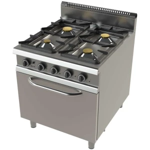 Cocina a gas con horno GN2/1 de 4 fuegos 4