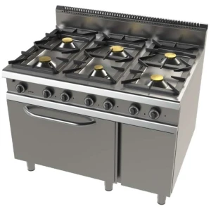 Cocina a gas con mueble de 6 fuegos 2x8