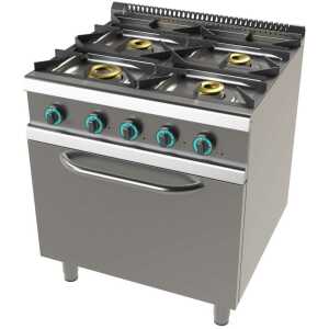 Cocina a gas con horno GN2/1 de 4 fuegos 4