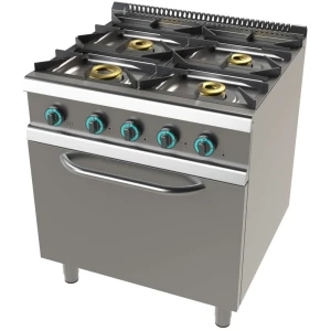 Cocina a gas con horno GN2/1 de 4 fuegos 4