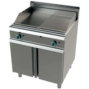 Fry tops a gas acero laminado placa lisa con mueble Serie 900 JUNEX con medidas 800x900x900h mm FT9C0LL