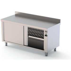 Mesa Caliente Acero Inoxidable Mural Fondo 600 Con Puerta Corredera A 1 Cara 1800x600x850h mm HFTW160180SD