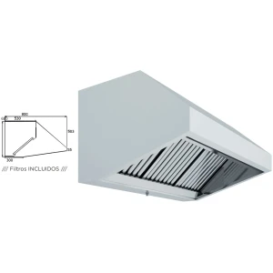 Campana Mural Snack Fondo 800 SIN TURBINA de 1500x800x700h mm AVEIRO A15080CM