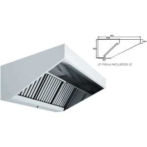 Campana Mural Snack Techo Bajo Elevado Fondo 800 SIN TURBINA de 1000x800x550h mm AVEIRO A10080CMB