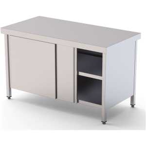 Mesa de Trabajo Acero inoxidable Central Con Puerta Corredera a 1 cara 2600x600x850h mm WTC160260SD