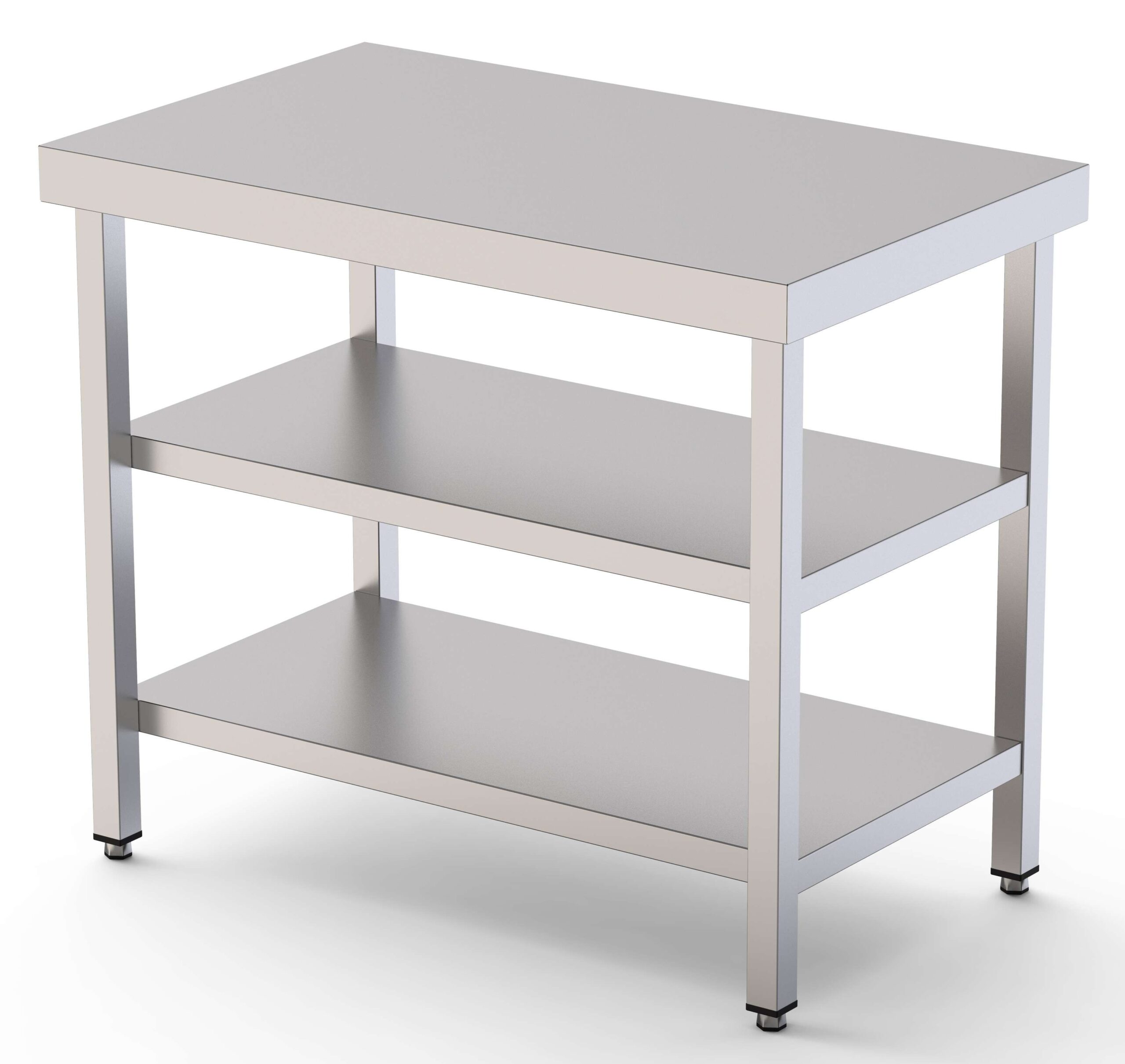 Mesa de Trabajo Acero inoxidable Central Con 2 Estante 2200x700x850h mm WTC170220S2
