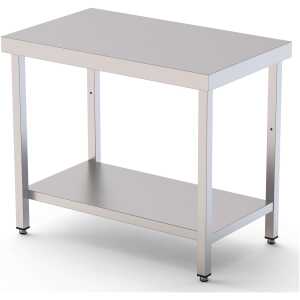 Mesa de Trabajo Acero inoxidable Central Con 1 Estante 1000x800x850h mm WTC180100S1