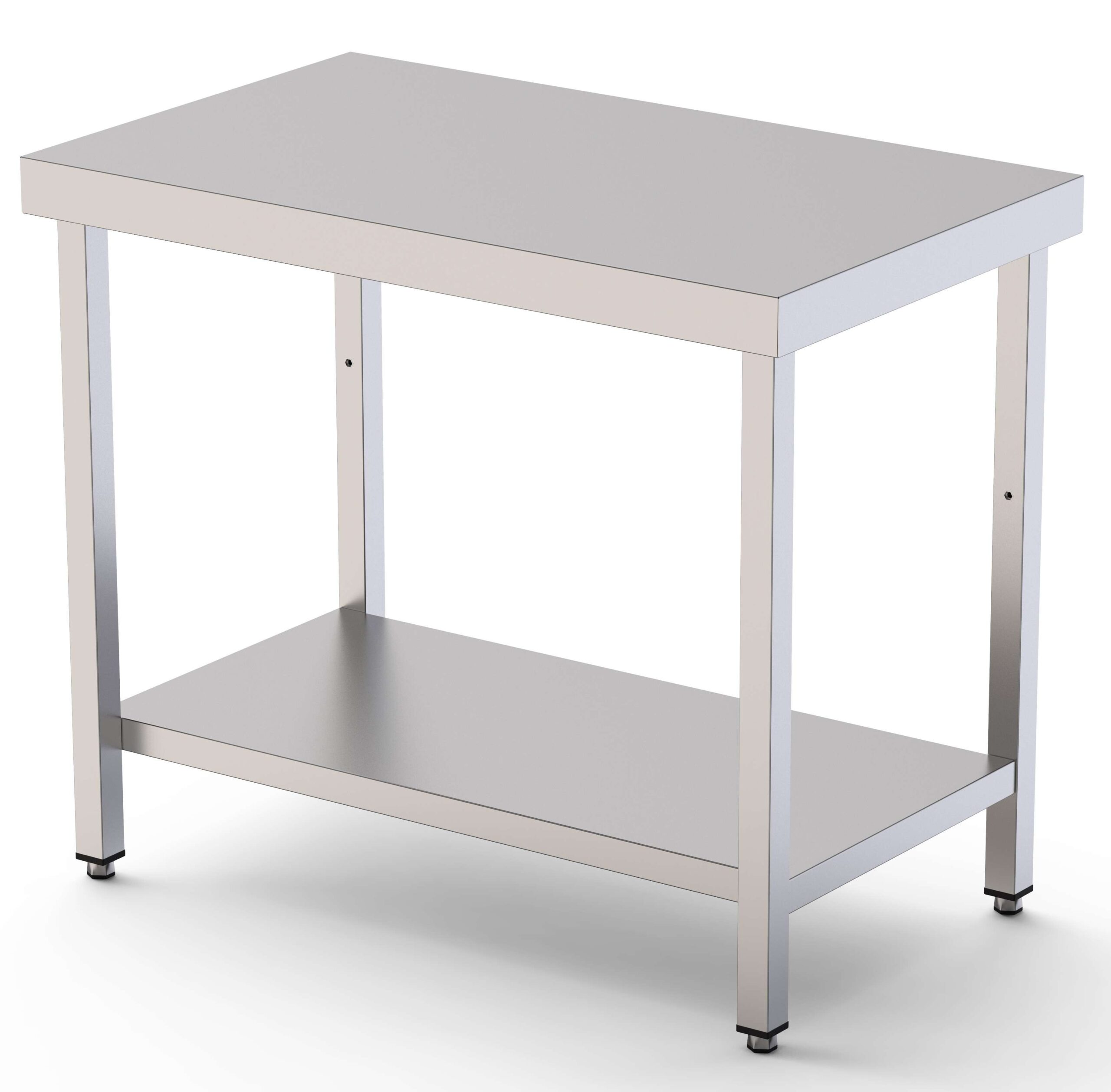Mesa de Trabajo Acero inoxidable Central Con 1 Estante 2000x800x850h mm WTC180200S1