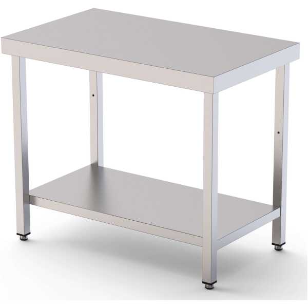 Mesa de Trabajo Acero inoxidable Central Con 1 Estante 900x900x850h mm WTC190090S1