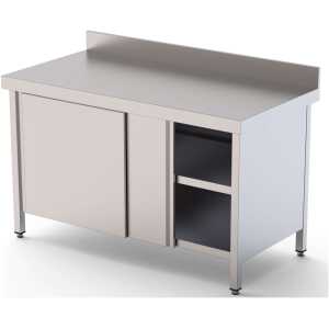 Mesa de Trabajo Acero inoxidable Mural Con Puerta Corredera a 1 cara 1800x550x850h mm WTW155180SD