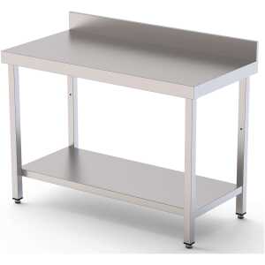 Mesa de Trabajo Acero inoxidable Mural Con 1 Estante 2000x700x850h mm WTW170200S1