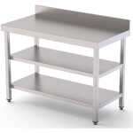 Mesa de Trabajo Acero inoxidable Mural Con 2 Estante 2400x900x850h mm WTW190240S2