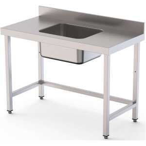 Mesa de Trabajo Acero Inoxidable Mural Sin Estante y Con Cubeta Central 2000x600x850h mm  WTW16020CB0