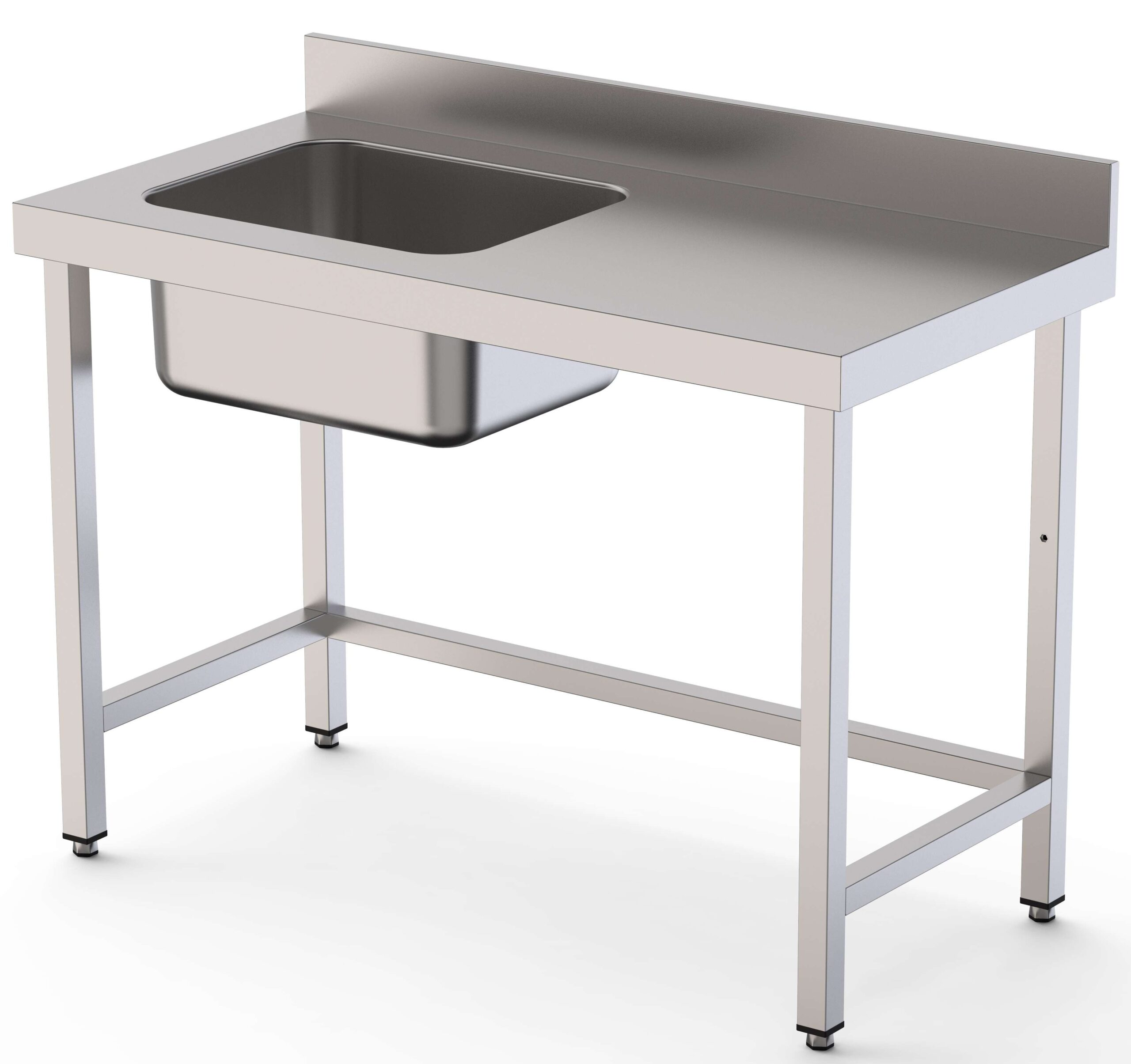 Mesa de Trabajo Acero Inoxidable Mural Sin Estante y Con Cubeta a la izquierda 1200x700x850h mm WTW17012LB0
