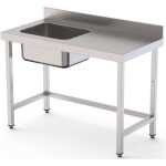 Mesa de Trabajo Acero Inoxidable Mural Sin Estante y Con Cubeta a la izquierda 2600x700x850h mm  WTW17026LB0