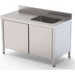Mesa de Trabajo Acero Inoxidable Mural Con Puertas y Con Cubeta a la Derecha 2000x700x850h mm WTW17020RBSD