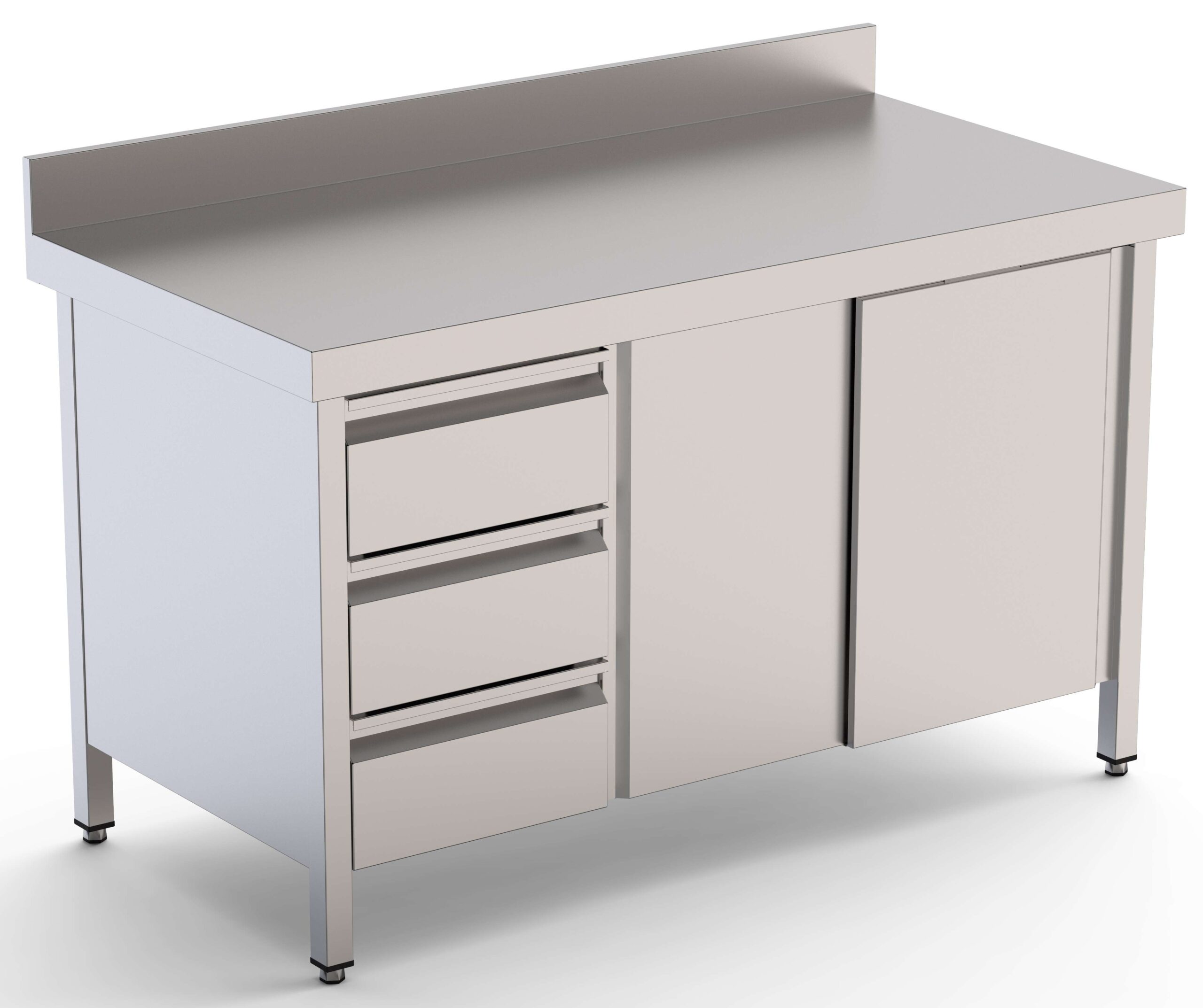 Mesa de Trabajo Acero Inoxidable Mural Con Cajones a la Izquierda 1400x600x850h mm WTW16014DDL
