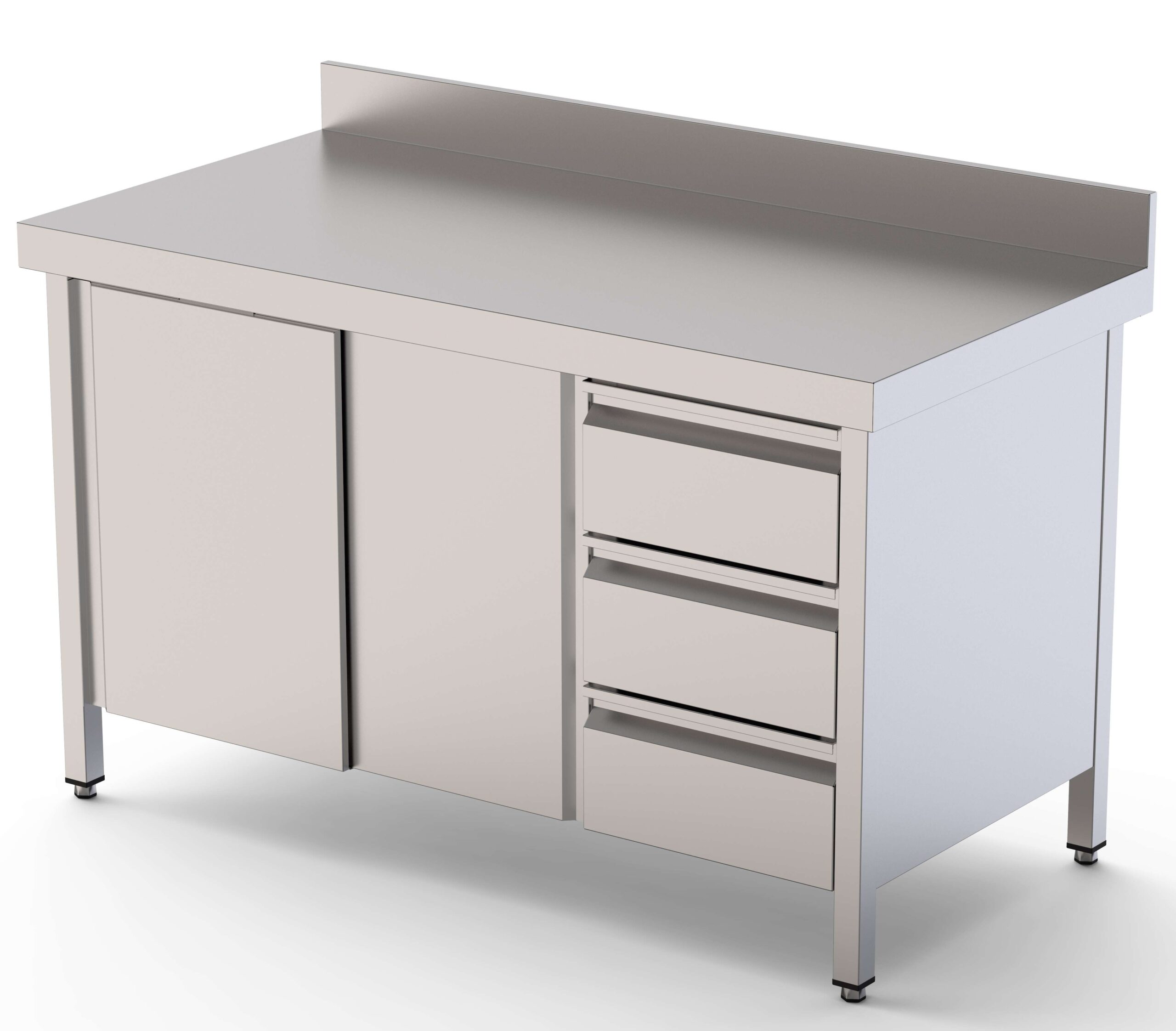 Mesa de Trabajo Acero Inoxidable Mural Con Cajones a la Derecha 1400x700x850h mm WTW17014DDR