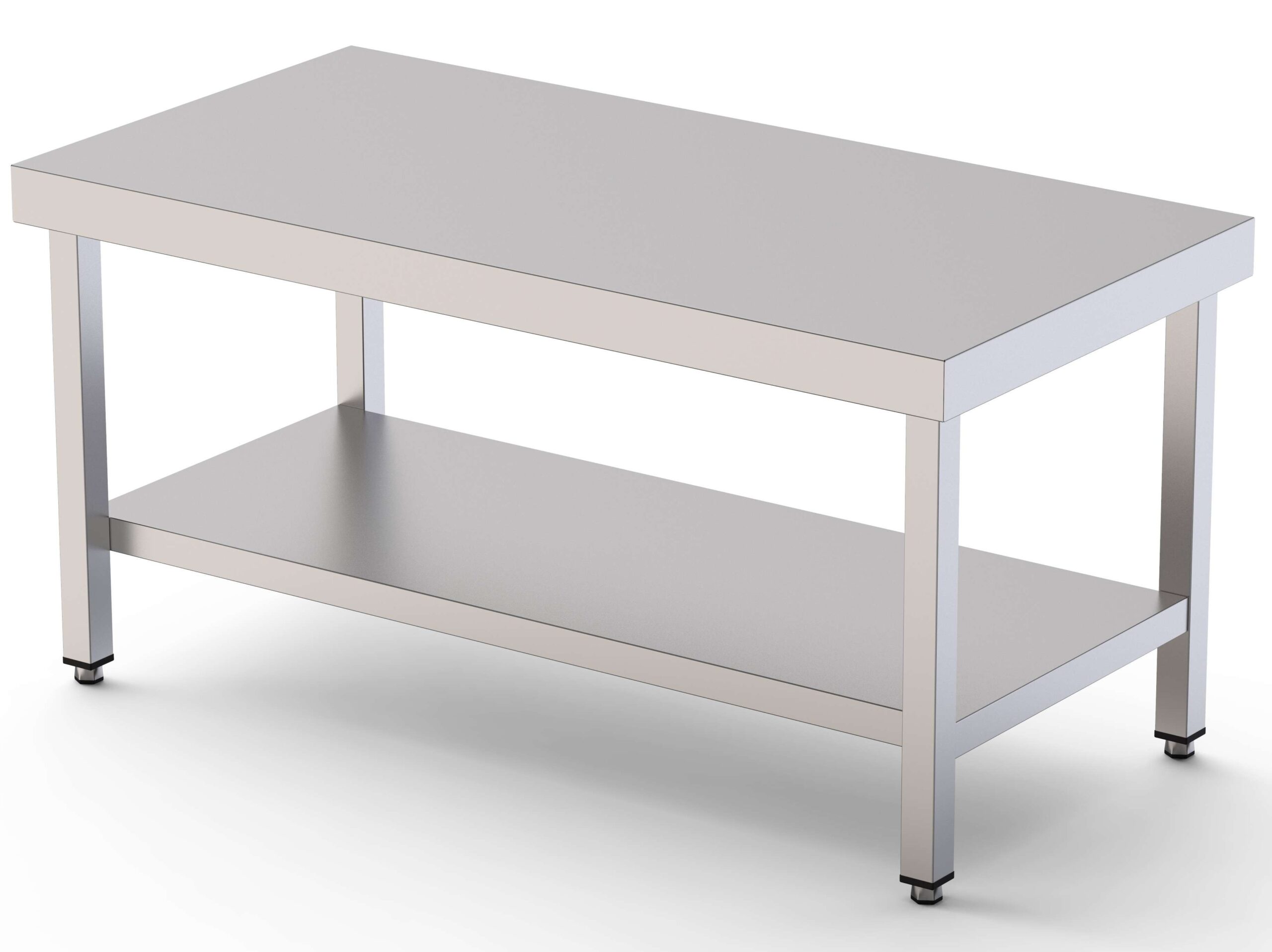 Mesa de Trabajo Acero Inoxidable Baja Central Con 1 Estante 1500x600x600h mm WTC260150S1
