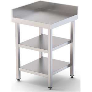 Mesa de Trabajo Acero Inoxidable Angular Para Composiciones en L Con 2 Estante 700x600x850h mm WTW160070C2