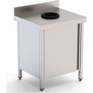 Mesa de Trabajo Acero Inoxidable Mural Con Puerta y Aro Desbarazado 700x600x850h mm WTW160070WD