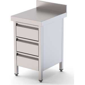 Mesa de Trabajo Acero Inoxidable Mural Con Cajones 500x600x850h mm WTW160050D3