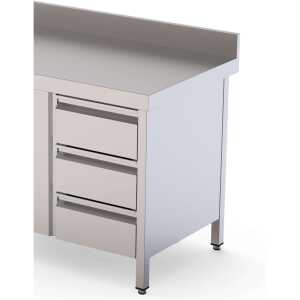 Módulo de 3 Cajones Acero Inoxidable Para Mesa Fondo 700 400x610x590h mm WTA070040D3