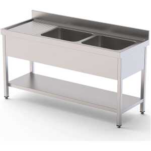 Fregadero Acero Inoxidable 1 Cuba Derecha Fondo 700 Con Mueble Con Estante 1000x700x850h mm IS1710R10S1