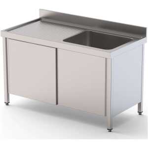 Fregadero Acero Inoxidable 1 Cuba Fondo 700 Con Puertas Abatibles 800x700x850h mm IS1708C10SW