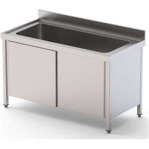 Fregadero Gran Capacidad Acero Inoxidable 1 Cuba Fondo 700 Con Mueble Con Puertas 1400x700x850h mm IS1714C1HCSD