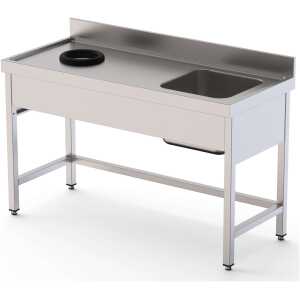 Fregadero Acero Inoxidable 1 Cuba Derecha Con Aro Desbarazado Fondo 600 Con Mueble 1400x600x850h mm IS1614LWHS0