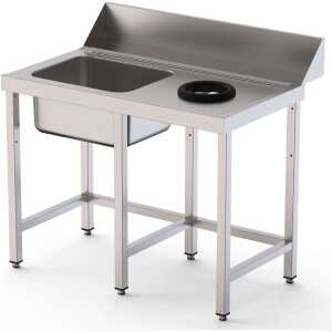 Mesa Acero Inoxidable Para Lavavajillas De Prelavado 1 Cubeta Sin Estante 1100x750x850h mm IS17511DWIN0S0