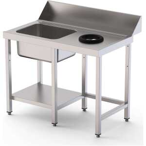 Mesa Acero Inoxidable Para Lavavajillas De Prelavado 1 Cubeta Con Estante 1100x750x850h mm IS17511DWIN0S1