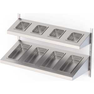 Estantería Mural Acero Inoxidable Con Estante Inclinado Cubeta GN Para Cremallera Mural Fondo 400 1000x400 mm AWSSS100400. -3