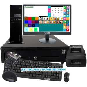 Sistema TPV Modular NO Táctil: TPV Modular+Cajón Portamonedas+Impresora de Tickets 80mm+Teclado+Ratón Versión Completa Hostelería MC5080C-H