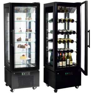 Armario Refrigerado Ventilado Total 4 Caras de Cristal  con 5 estantes 650X650X1950h mm Línea VIBORG UPD400-C