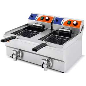 Freidora Eléctrica 10+10 litros CON Grifo de 570x470x345h mm PEKIN EF-102V