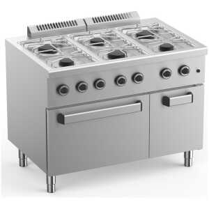 Cocina a Gas 6 Fuegos con Horno Eléctrico Estático GN2/1 Fondo 700 ELFU711FE START LINE