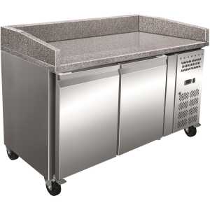 Mesa Euronorm 2 Puertas Preparación Pizzas con Encimera de Granito de 1515 x800 x1000h mm PEKIN PZ2600TN