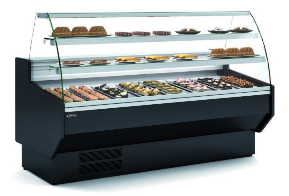 Vitrina Refrigerada Cristal Curvo pastelería Fondo 900 dim.2025x940x1235h mm Línea Córdoba VEPD-9-20-C