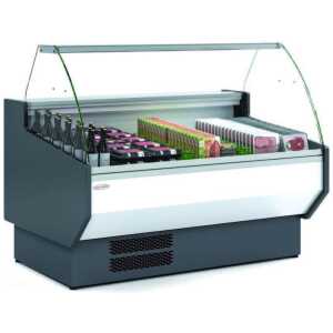 Vitrina Refrigerada Cristal Curvo Fondo 1100 dim. 2995x1100x1235h mm Línea Córdoba VED-10-30-C-TF