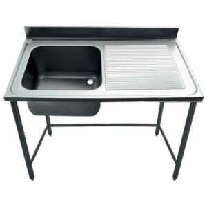 FREGADERO INDUSTRIAL 1200x600mm ESCURRIDOR DERECHA SENO 400x400 CON BANCADA