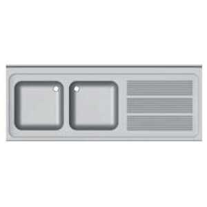 FREGADERO INDUSTRIAL 1400x600mm ESCURRIDOR IZQUIERDA 2 SENOS 400x400 SIN BANCADA