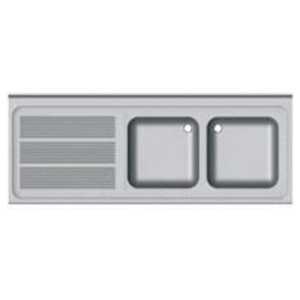FREGADERO INDUSTRIAL 1600x600mm ESCURRIDOR DERECHA 2 SENOS 400x500 SIN BANCADA